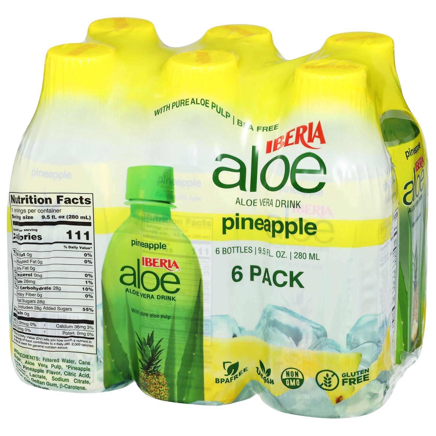 image:imageIberia Aloe Vera Juice Drink With Aloe Pulp Original 95 Fl Oz Pack of 6Pineapple