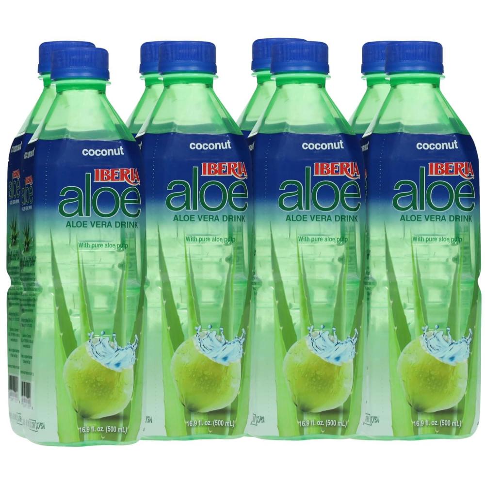 image:imageIberia Aloe Vera Drink with Pure Aloe Pulp Variety Pack of 8 2 x Original 2 x Mango 2 x Pineapple 2 x StrawberryCoconut