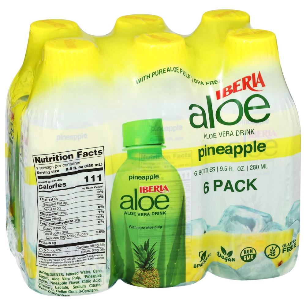 image:imageIberia Aloe Vera Juice Drink With Aloe Pulp Original 95 Fl Oz Pack of 6Pineapple