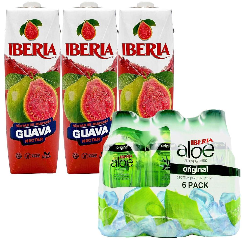 image:imageIberia Guava Nectar 338 Ounce Pack Of 3  Iberia Aloe Vera Drink with Pulp 95 fl oz Original Pack of 6