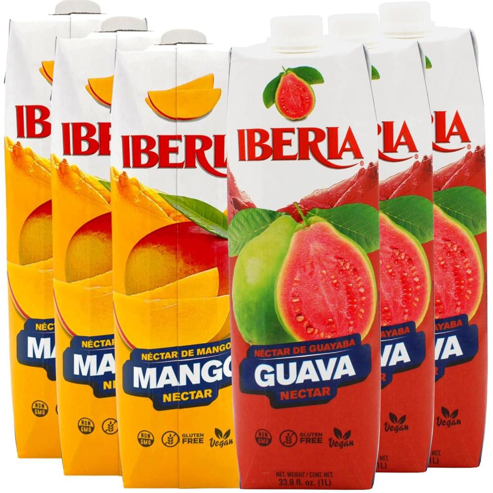 image:imageIberia Mango Nectar 1 Liter Pack of 3 and Iberia Guava Nectar 1 Liter Pack of 3