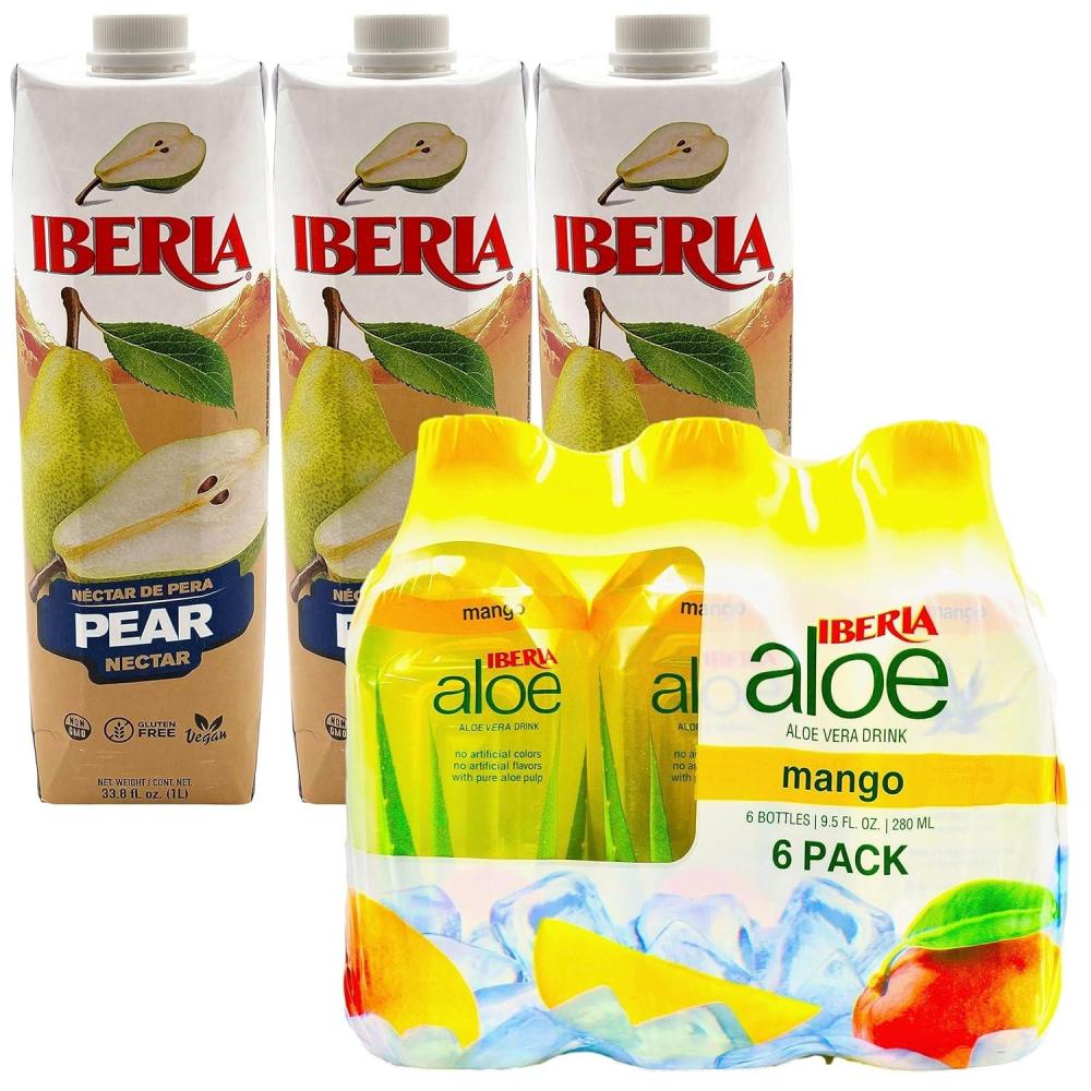 image:imageIberia Pear Nectar 338 Fl Oz Pack of 3  Iberia Aloe Vera Drink with Pulp 95 fl oz Mango Pack of 6