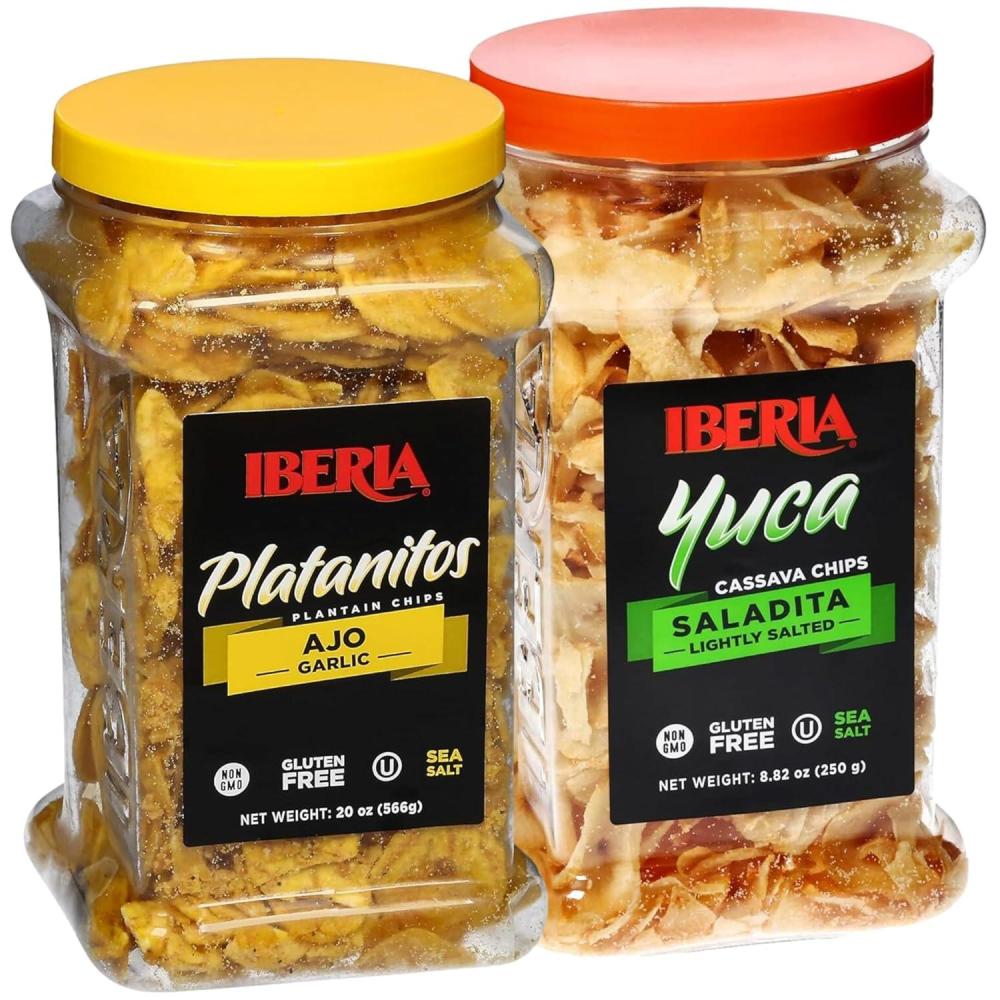 image:imageIberia YucaCassava Chips 88 oz  Garlic Plantain Chips 20 Oz