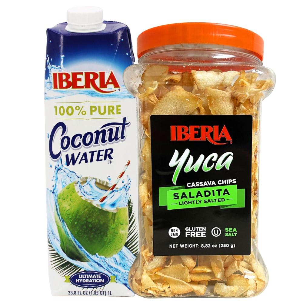 image:imageIberia YucaCassava Chips 88 oz  Iberia Coconut Water 338 fl oz 1 liter