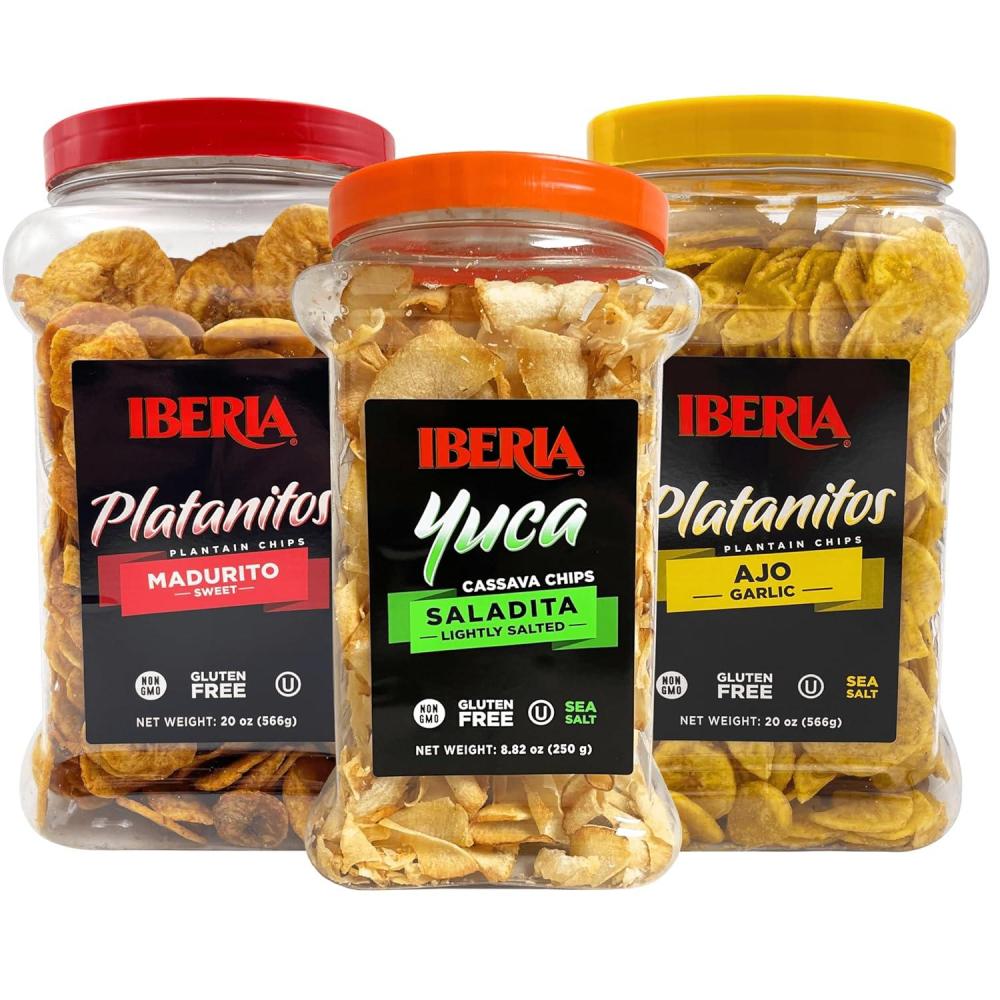 image:imageIberia YucaCassava Chips 88 oz Saladito Plantain Chips 20 oz Garlic Plantain Chips 20 Oz