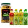 Iberia Aloe Vera Drinks, Variety (Pack of 8) + Iberia Salted Plantain Chips Jar, 1.75 lb. Bundle(Plantain + Aloe Variety)