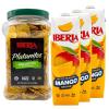 Iberia Lightly Salted Plantain Chips, 20 Oz. + Iberia Mango Nectar, 33.8 fl. oz, (Pack of 3)(Plantain + Mango)