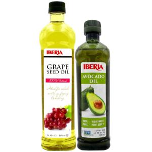 Iberia 100% Pure Avocado Oil, 16.9 fl oz + Iberia All Natural Grapeseed Oil, 34 fl. oz.