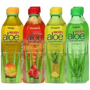 Iberia Aloe Vera Drink with Pure Aloe Pulp, Variety, (Pack of 8) 2 x Original, 2 x Mango, 2 x Pineapple, 2 x Strawberry(Aloe Variety Pack)