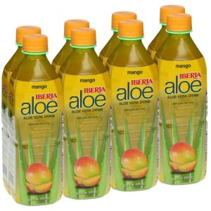 Iberia Aloe Vera Drink with Pure Aloe Pulp, Variety, (Pack of 8) 2 x Original, 2 x Mango, 2 x Pineapple, 2 x Strawberry(Mango)