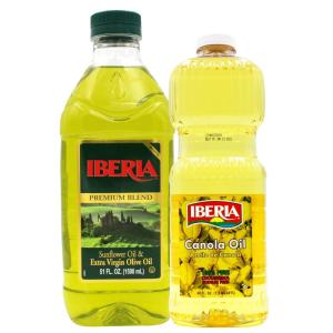 Iberia Canola Oil, 48 Ounce + Iberia Extra Virgin Olive Oil & Sunflower Oil Blend, 51 oz