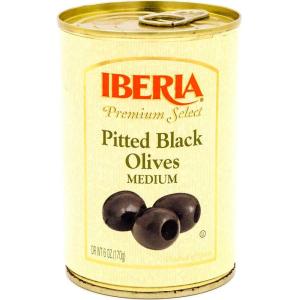 Iberia Premium Select Pitted Black Medium Olives, 6 Ounce (Pack of 12)(Pitted Black)