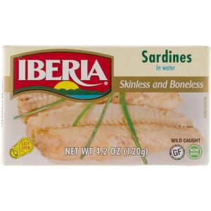 Iberia Skinless & Boneless Sardines in Tomato, 4.2 Ounce (Pack of 12) Gluten Free, Non GMO, Moist and Tender Low-Carb, Convenient Superfood(Sardines in Water)