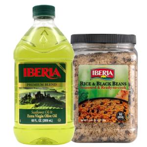 Iberia Sunflower and Extra Virgin Oil Blend, 2L + Iberia Rice & Black Beans, 3.4lb.