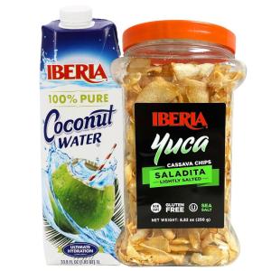 Iberia Yuca/Cassava Chips, 8.8 oz + Iberia Coconut Water, 33.8 fl oz (1 liter)