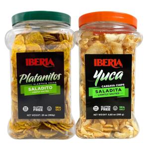 Iberia Yuca/Cassava Chips, 8.8 oz + Saladito Plantain Chips, 20 oz