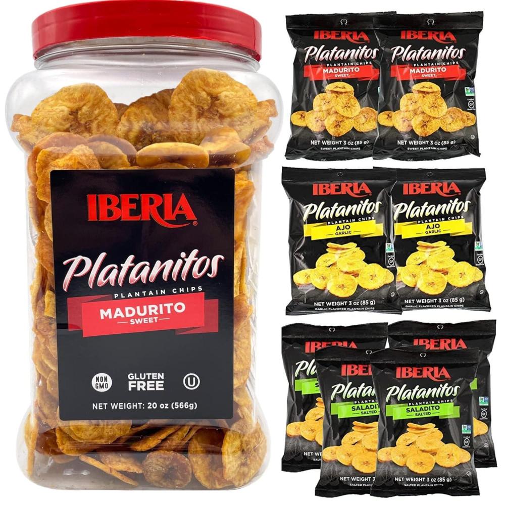 image:imageIberia Naturally Sweet Plantain Chips 175 lb Jar  Iberia Plantain Chips Variety Pack Bundle