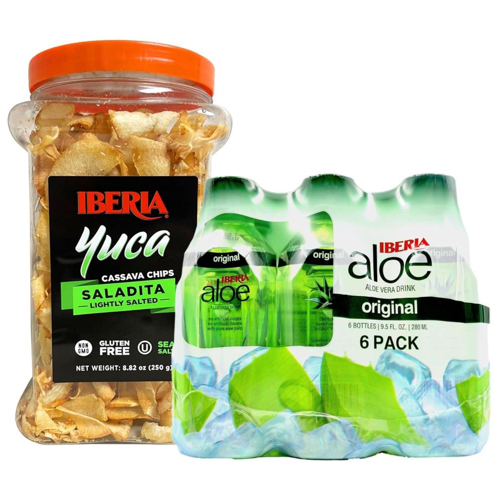 image:imageIberia YucaCassava Chips 88 oz  Iberia Aloe Vera Juice Drink With Aloe Pulp Original 95 Fl Oz Pack of 6