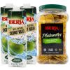 Iberia Organic Coconut Water, 1 Liter (Pack of 3) and Iberia Lightly Salted Plantain Chips, 1.75 lb.