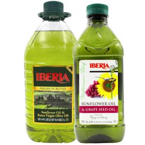 Iberia Sunflower & Extra Virgin Olive Oil Blend, 3 Liter + Iberia Sunflower and Grape Seed Oil Blend, 51 oz