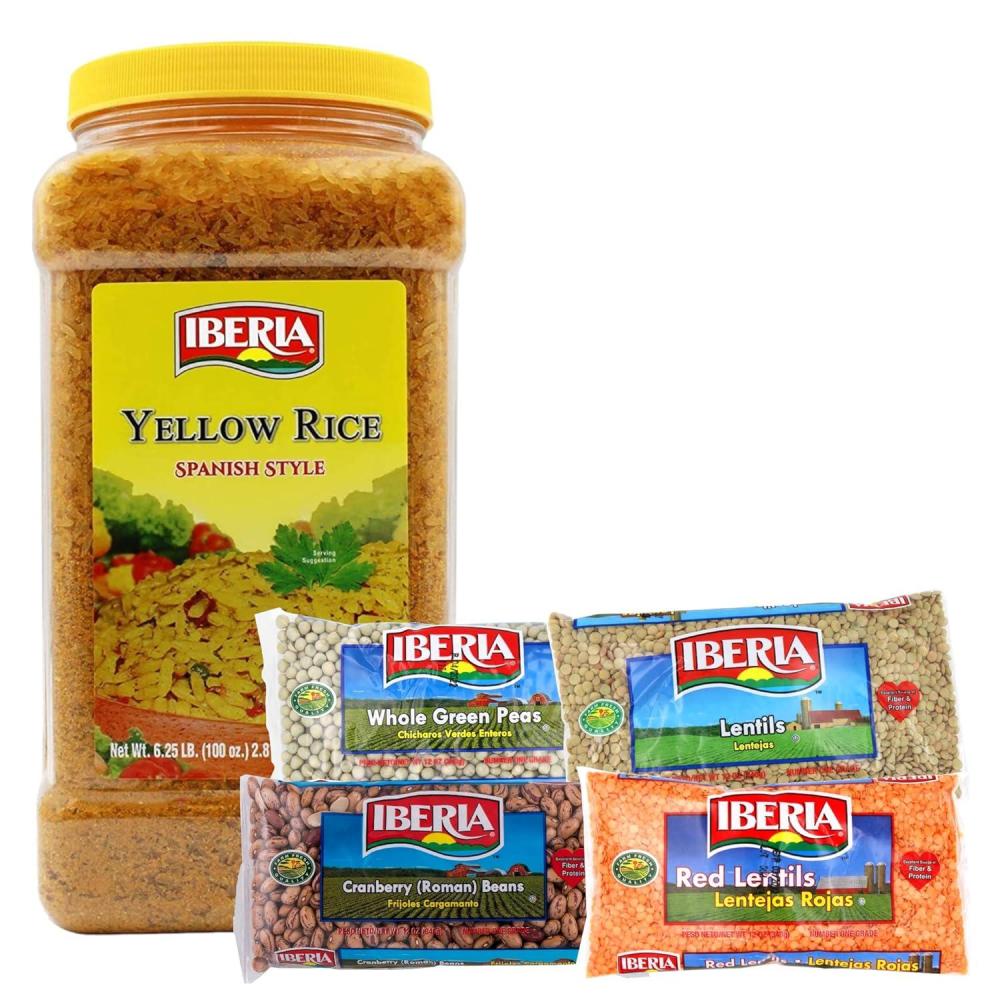 image:imageIberia Dry Beans and Rice Variety Pack Dry Lentils 12 oz Red Lentils 12 oz Roman Cranberry Beans 12 oz Whole Green Peas 12 oz Yellow Spanish Rice 625lb