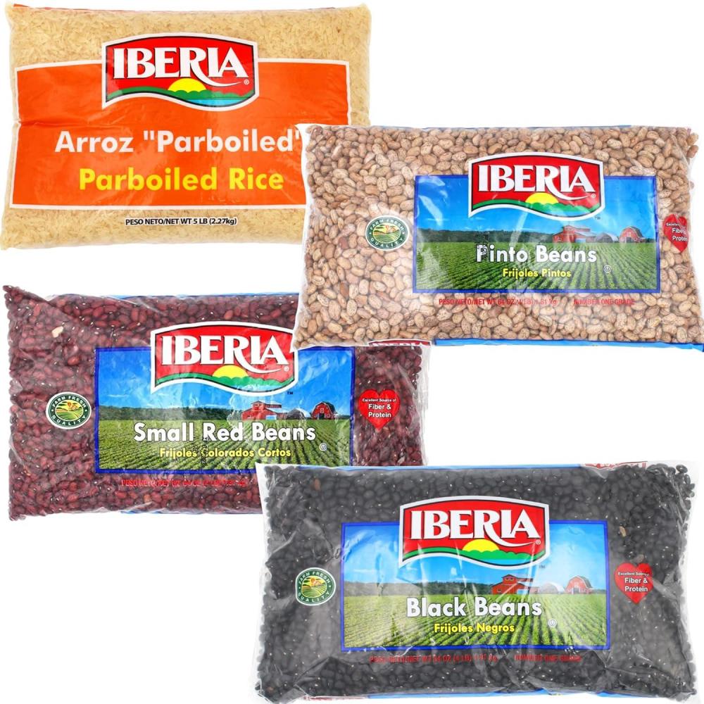 image:imageIberia Long Grain Parboiled Rice 5 lb  Iberia Black Beans 4 lb  Iberia Pinto Beans 4 lb  Ibeia Small Red Beans 4 lb