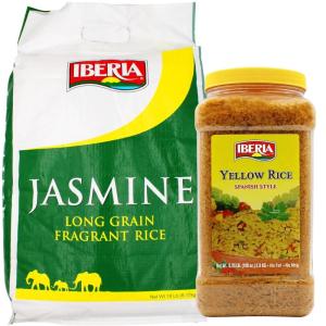 Iberia Bulk Rice Bundle: Iberia Yellow Spanish Rice, 6.25lb. Jumbo Pack and Iberia Jasmine Rice, 18 lb.(Jasmine + Yellow Rice)