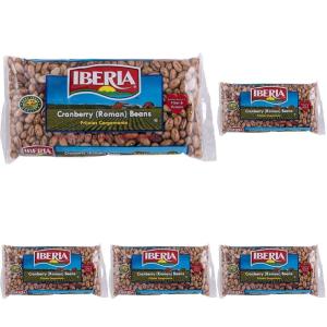 Iberia Jasmine Rice 5 lb. + Iberia Roman Cranberry Beans 12 Ounce(12 Ounce (Pack of 5))
