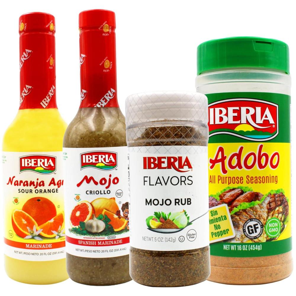 image:imageIberia Mojo Criollo Spanish Marinating Sauce 20 Fl oz  Iberia Naranja Agria 20 Ounce  Iberia Mojo Rub 5 oz  Iberia Adobo All Purpose Seasoning Without Pepper 16 oz