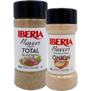 Iberia Onion Powder 7.5 Ounce and Iberia Total Seasoning 12 Ounce(Onion + Total Seasoning)